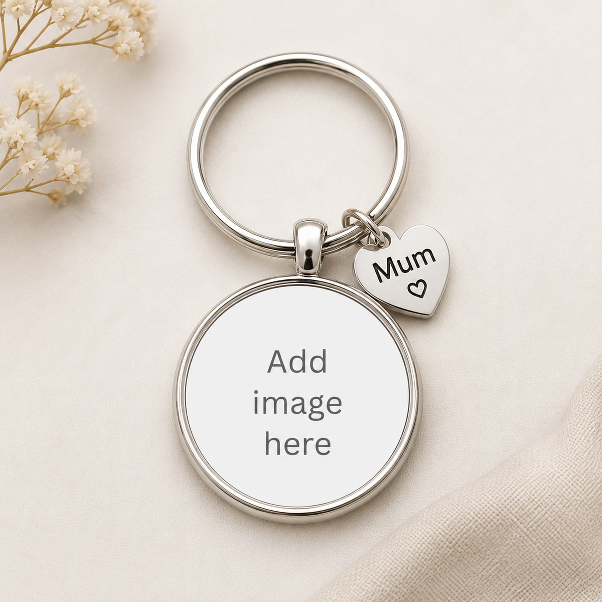Personalised Photo Keyring – Mum Charm