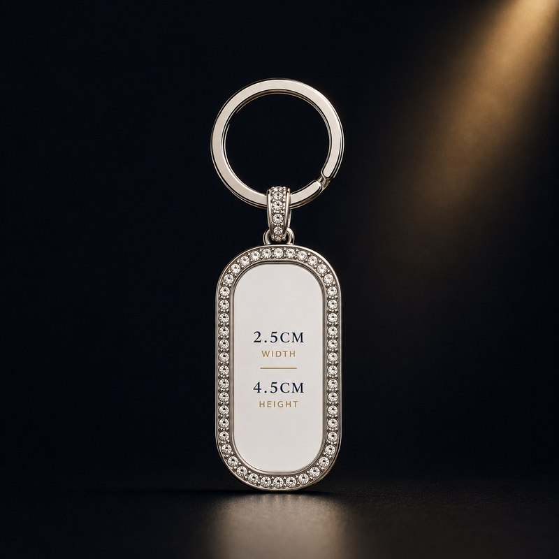 Double-Sided Crystal Metal Keyring